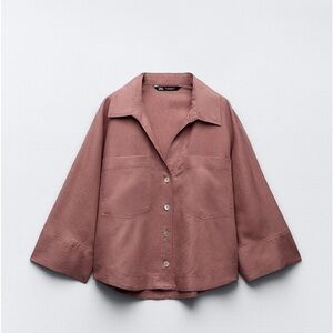 Zara linen blend button down